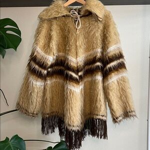 Vintage 1970s Super Shaggy Mohair Cape